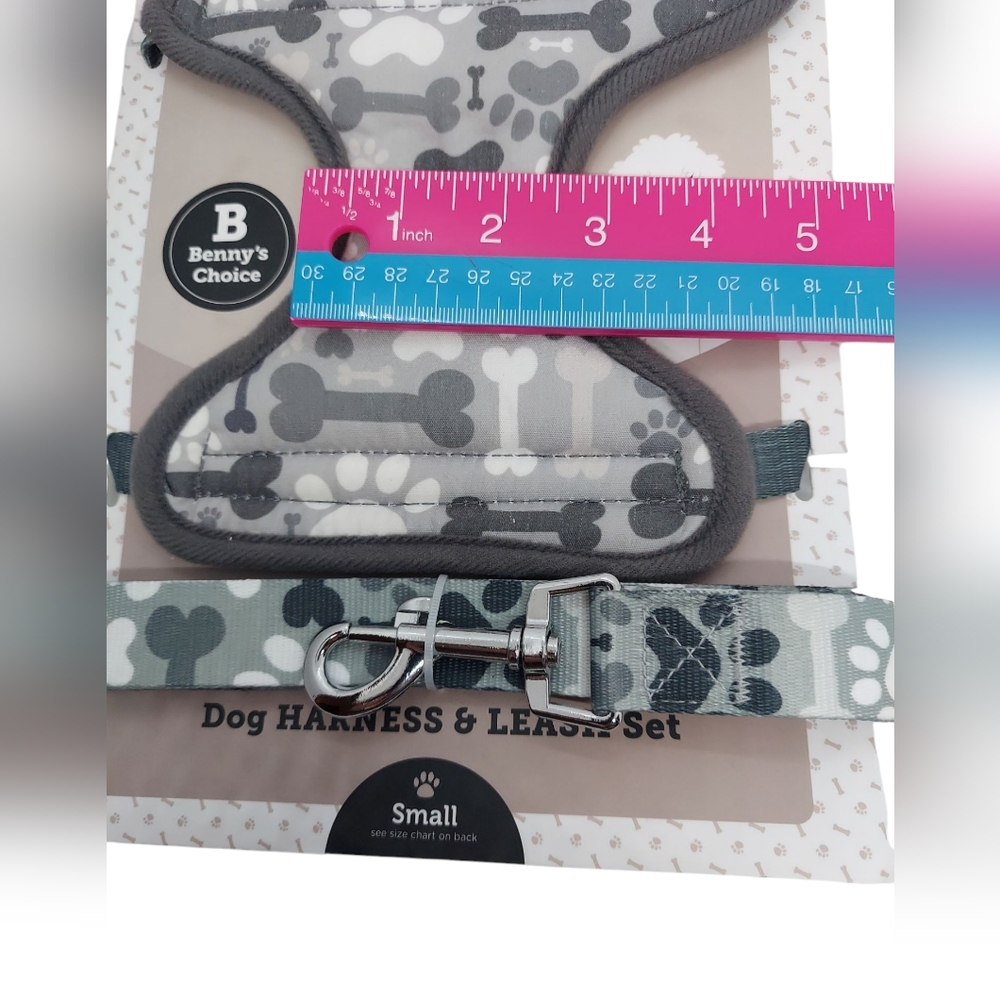 Benny's Choice Gray Dog Harness & Leash Set Size Snall NWT - Picture 3 of 4